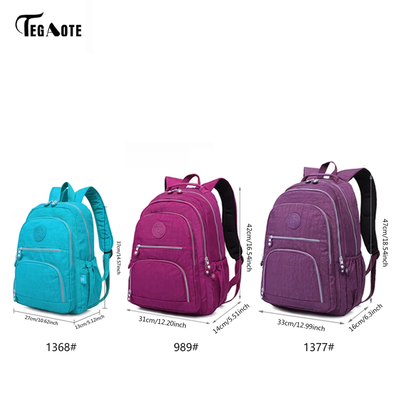 TEGAOTE, школьный рюкзак для девочек-подростков, Mochila Feminina, женские рюкзаки, нейлоновый водонепроницаемый повседневный рюкзак для ноутбука, женский рюкзак