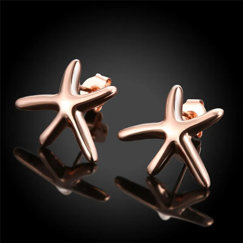 Модные милые Ocean Star Серьги женский сладкий Повседневное розовое золото Starfish