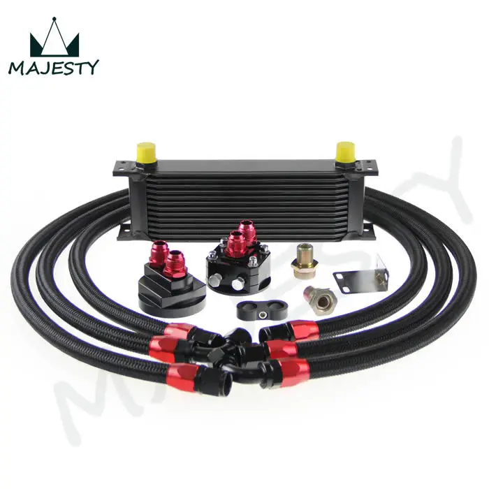 

13-рядный AN-10AN Универсальный Масляный радиатор коробки передач двигателя черный + Комплект Для переустановки фильтра черного британского ти...