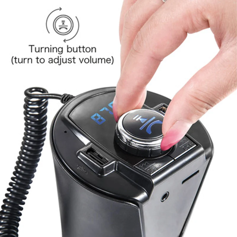 APRICOTCAR чашки Тип Bluetooth Автомобильный Mp3 FM передатчик Радио синего света цифровой