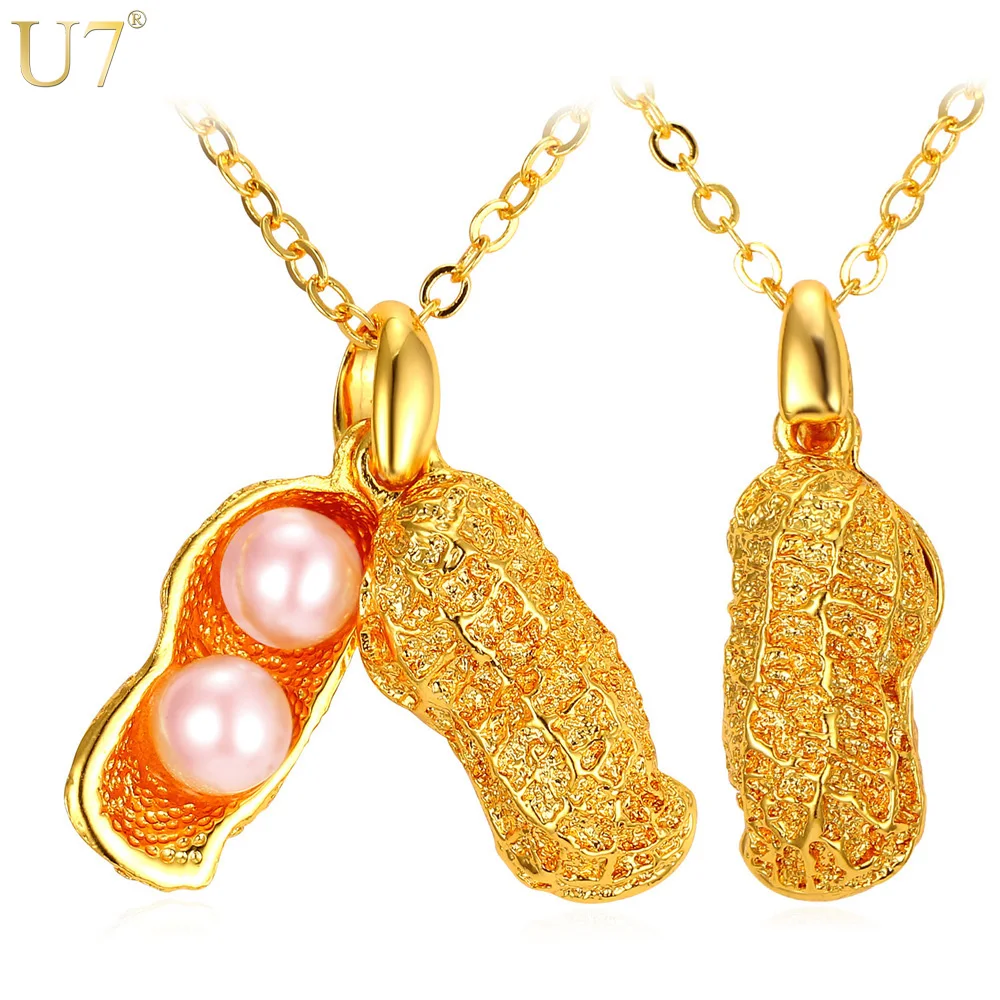 U7 Арахис Ожерелья & Подвески Женский Ювелирные Изделия Позолоченный