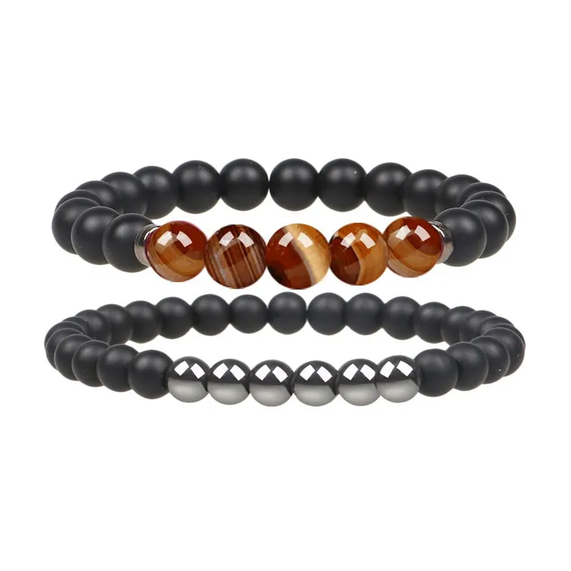 2 шт./компл. бисера браслет из черный мантра Четки Будда для Для мужчин женщин