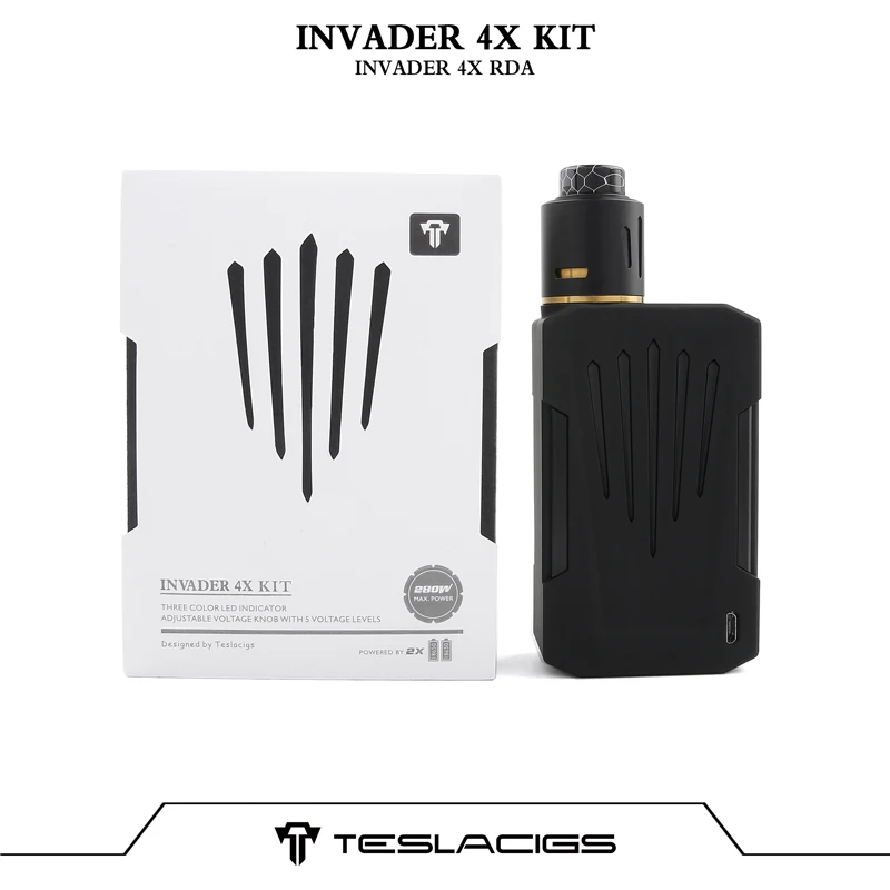 Оригинальный Tesla Invader 4X комплект коробка Mod Vape 280 Вт с захватом RDA электронная