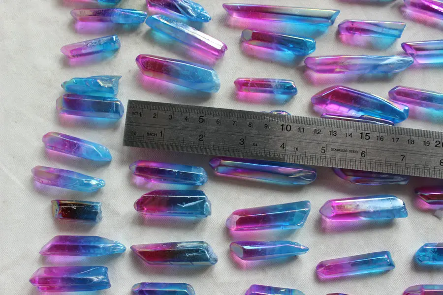 Цепочка с подвеской из кварцевого кристалла Rainbow Aqua Aura 100 шт.|coating| |