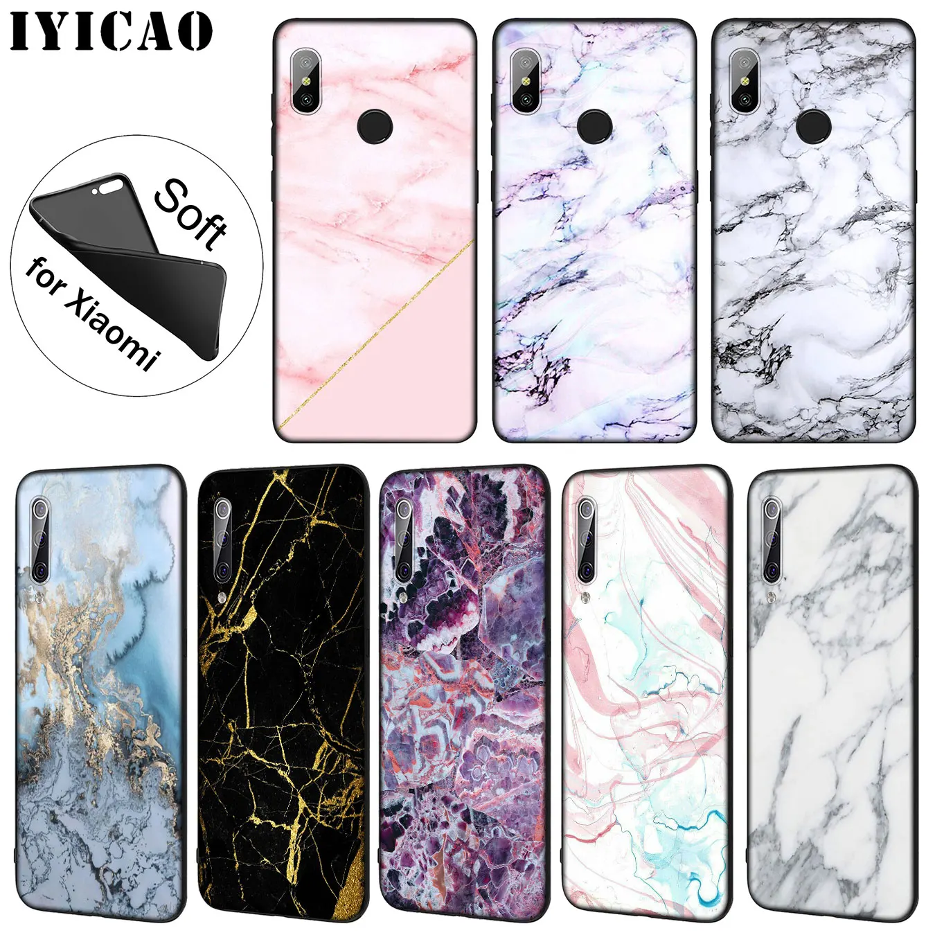 IYICAO розовый мрамор Новинка Fundas Мягкий силиконовый чехол для телефона Xiaomi Mi 9 SE 9T CC9
