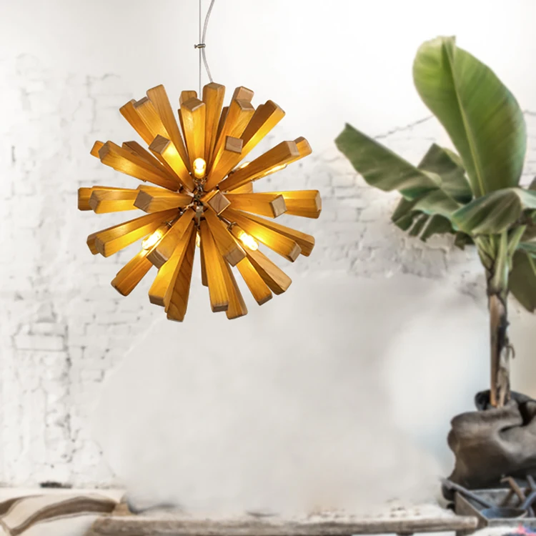 Деревянный подвесной светильник в скандинавском стиле креативный деревенском