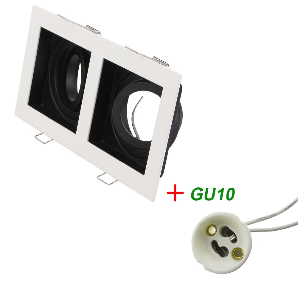 SLF250S2H and GU10 Квадратный GU10 MR16 цоколь потолочный зафиксированный светильник поддержка алюминиевого сплава 50 мм лампы Потолочный точечный прожектор установка рамы - Цвет: SLF250S2H and GU10