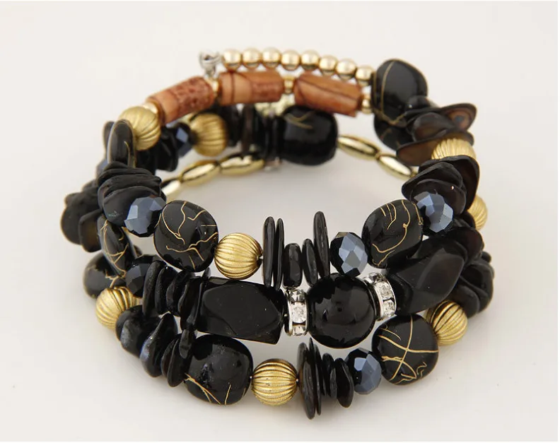 Новые Boho красочные бусы из бирюзы браслет для женщин натуральный камень браслет Шарм этнические ювелирные изделия регулируемый медный браслет - Окраска металла: B0032G