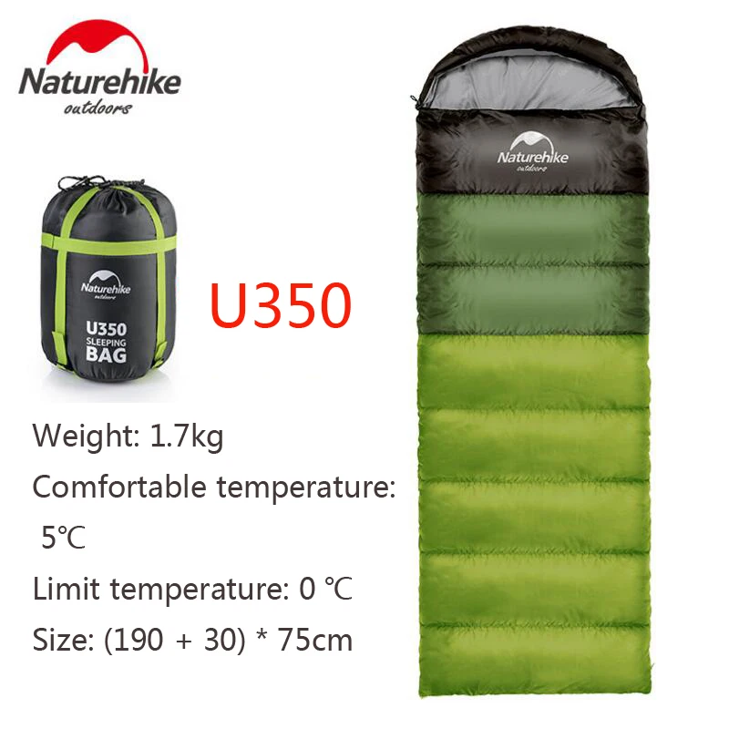 Naturehike спальный мешок легкий портативный комфорт спальные мешки с компрессионный мешок отлично подходит для весны и осени путешествия Кемпинг - Цвет: U350 GREEN