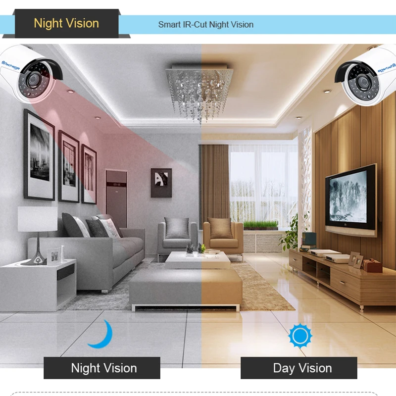 Techage H.265 4mp 2592*1520 безопасности POE IP Камера открытый Водонепроницаемый P2P Onvif