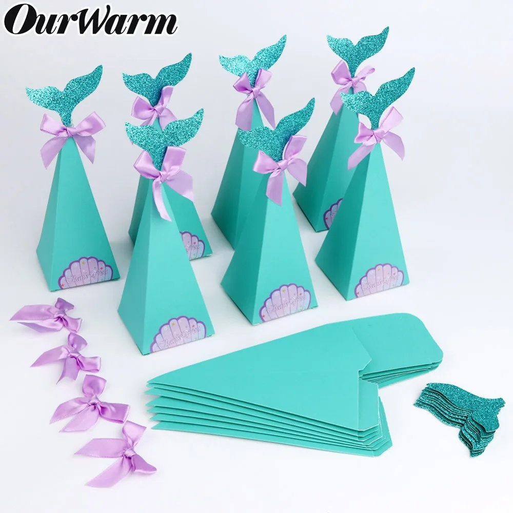 OurWarm 20 шт. подарочные коробки для вечеринок в стиле русалки под морем бумажные