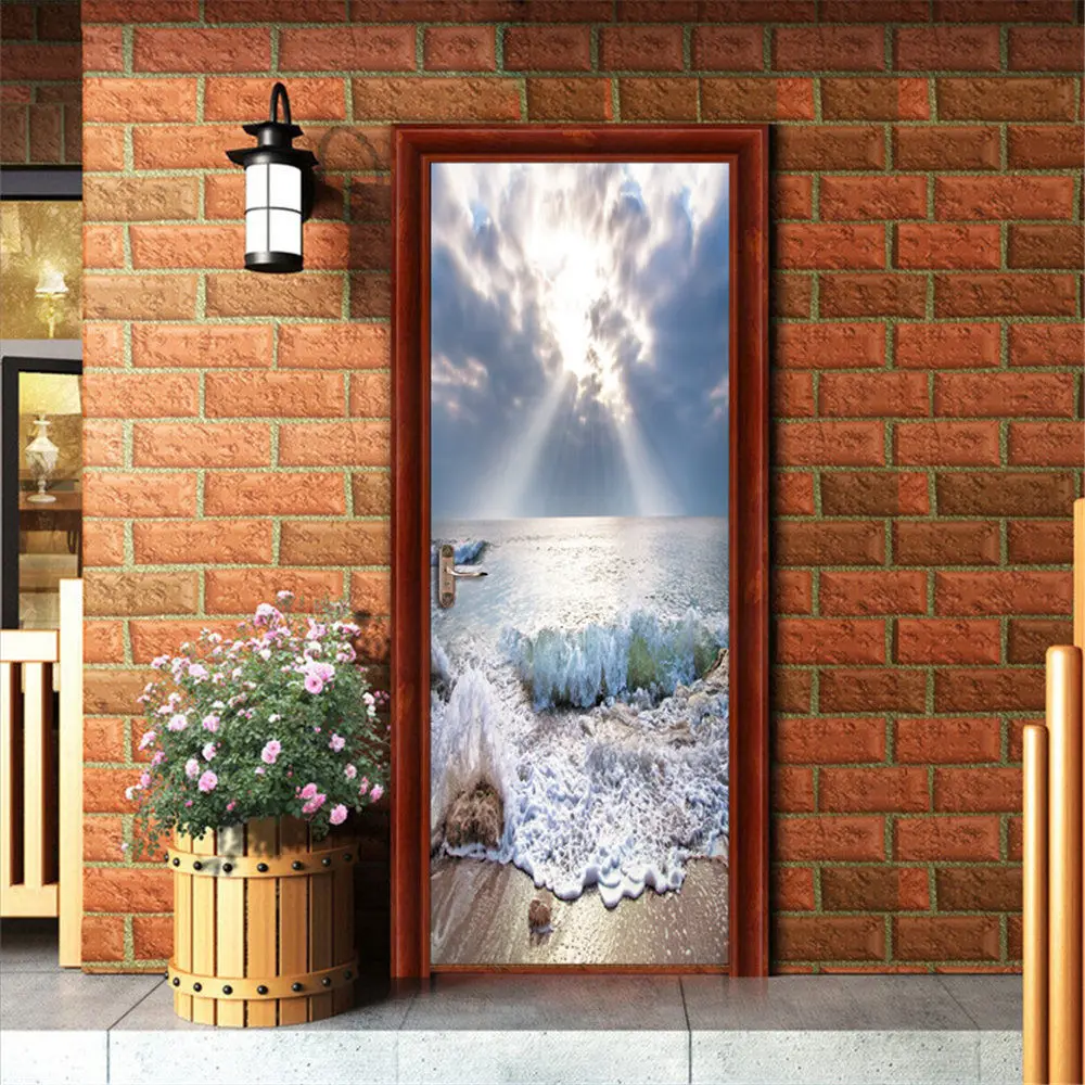 

3D 77x200cm Creative Door Puerta Stickers Home Decor Paste Self Adhesive PVC Room Decoration DIY Waterproof Murals Deursticker