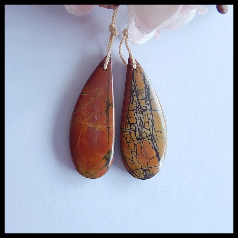 Natural Multi-Color Picasso Jasper womem fashion Earrings Bead Semiprecious stone earring 40x15x5mm 9.7g | Украшения и аксессуары