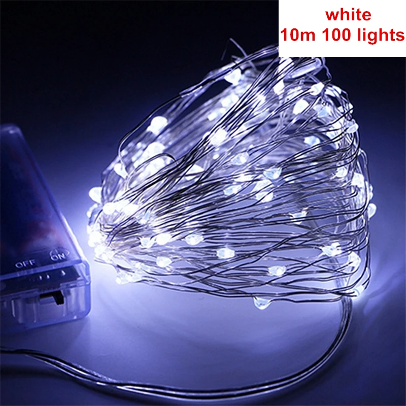 Новогоднее Рождественское украшение 10 м 100LED гирлянда медная проволока коркер гирлянда сказочные огни свадебные украшения вечерние принадлежности, B - Цвет: 100LED white