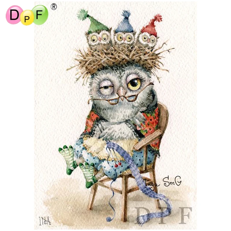 DPF Сова вязаный свитер Алмазная вышивка шаблон Живопись Вышивка крестом мозаика
