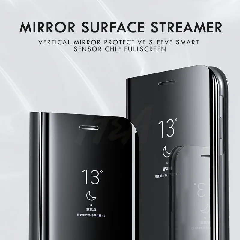 Модный умный зеркальный флип чехол для телефона iPhone 12 11 Pro XS MAX 7 8 6 6s Plus XR X Samsung S8 S9