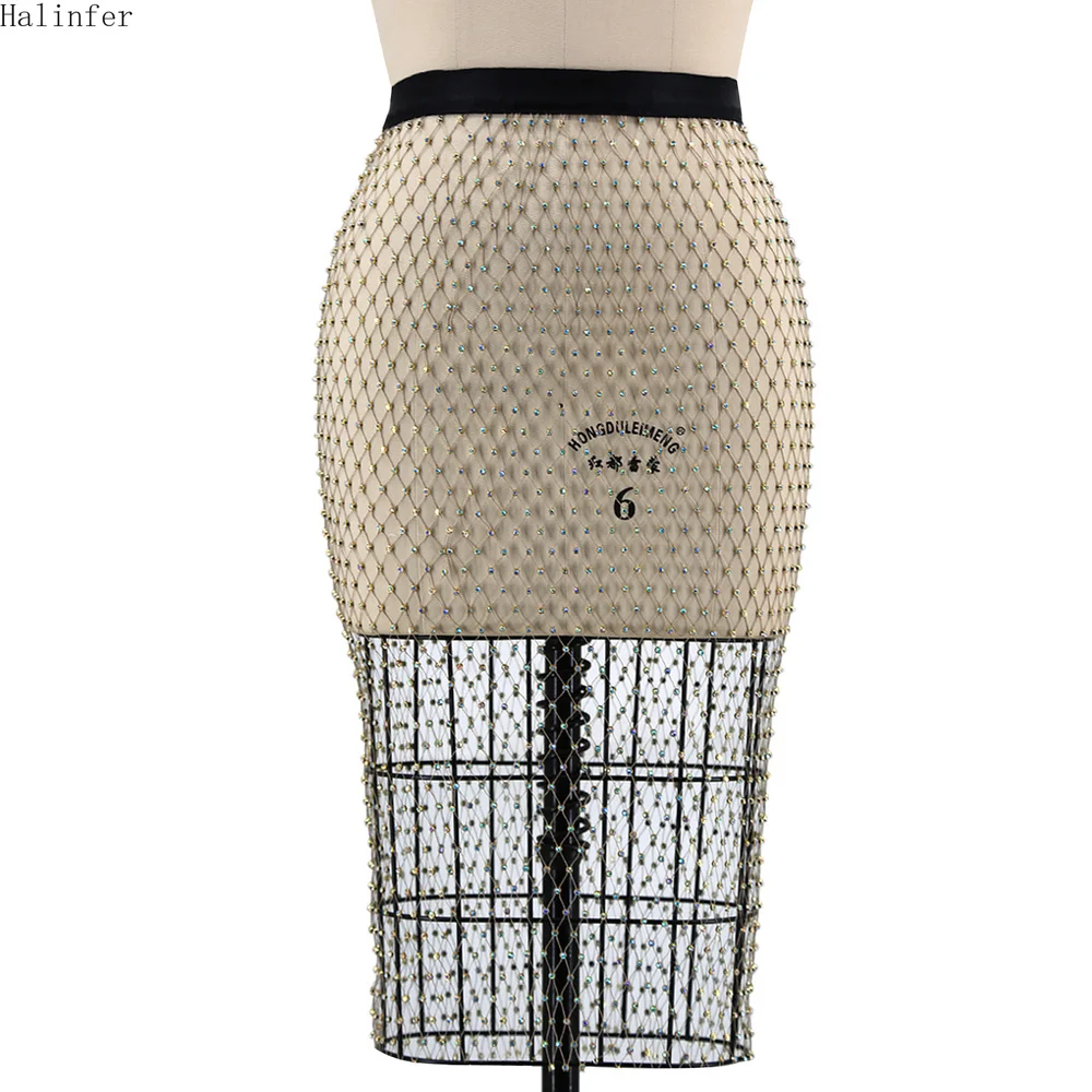 

Halinfer 2019 new summer women Mid-Calf skirts sexy bodycon Straight Lace-Up elegant prappy Style Multicolor vestidos