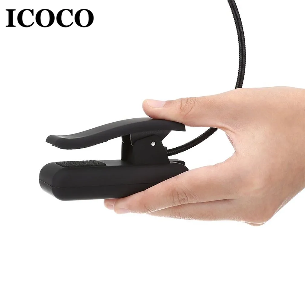 ICOCO Портативный USB батарейный зажим для чтения Светодиодная лампа 6 Вт COB Гибкая