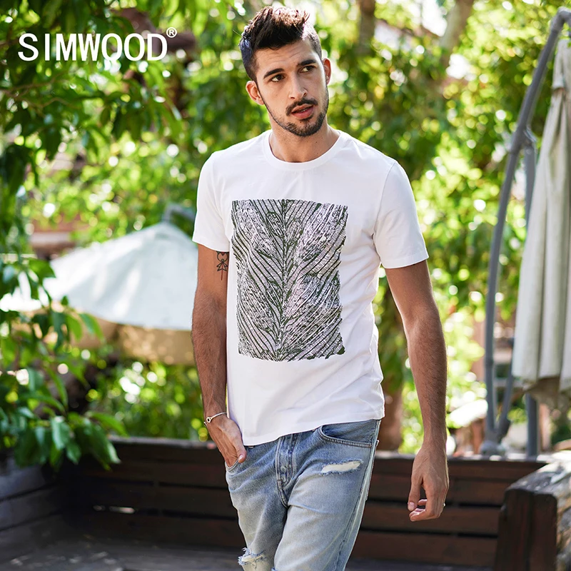 SIMWOOD 2019 сезон: весна лето футболки для мужчин короткий рукав повседневное 100%