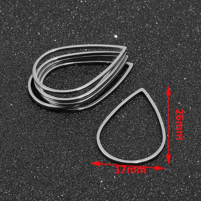 10pcs Stainless Steel 20mm Gold Square Connectors Silver Square Linking Ring Pendant Charms For Jewelry Making - Цвет: Dull Silver Teardrop