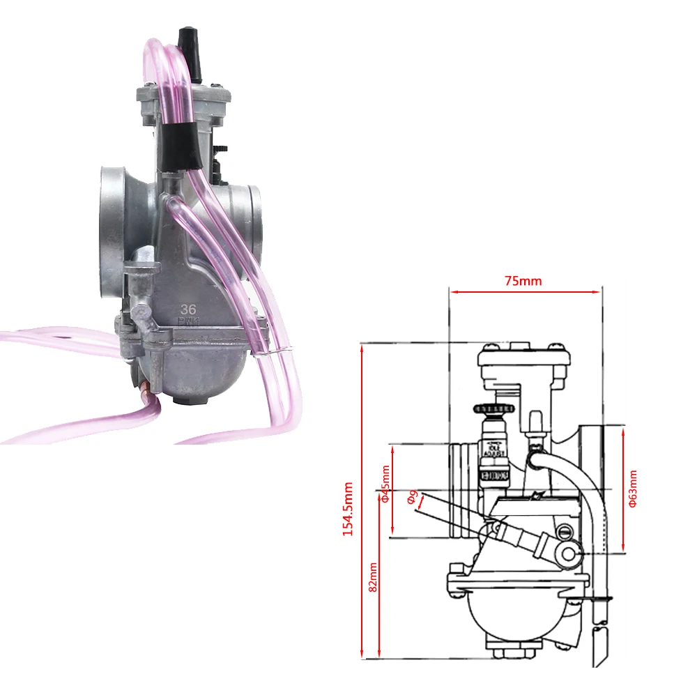 ZSDTRP Keihi PWM 34 36 38 40 42 мм Мотоцикл Квадрик Вентиляционный карбюратор с ветряным стаканом для скутера 125 куб. см - 250 куб. см 2-тактного скутера UTV ATV.