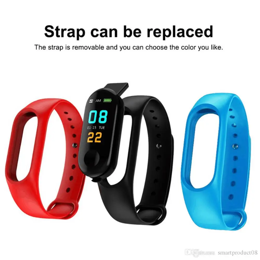 M3 Smart Bracelet Wristband Pedometer Sleep Monitoring Heart Rate Blood Pressure Pulse OLED Fitness Tracker Watch | Электроника