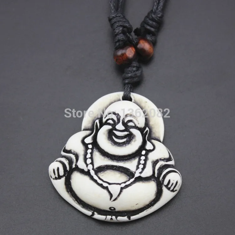 Модный амулет с имитацией костяной резьбы Maitreya статуя Будды Подвески ожерелье