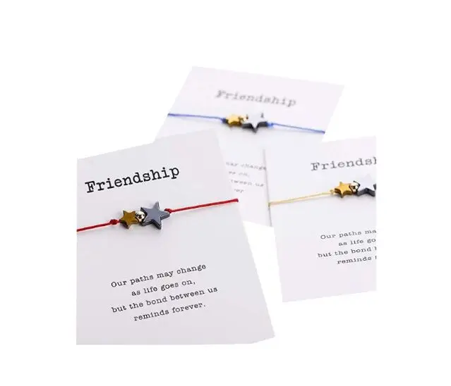1 шт. Звезда Шарм Дружба карта браслеты Загадай желание восковые шнуры замша для