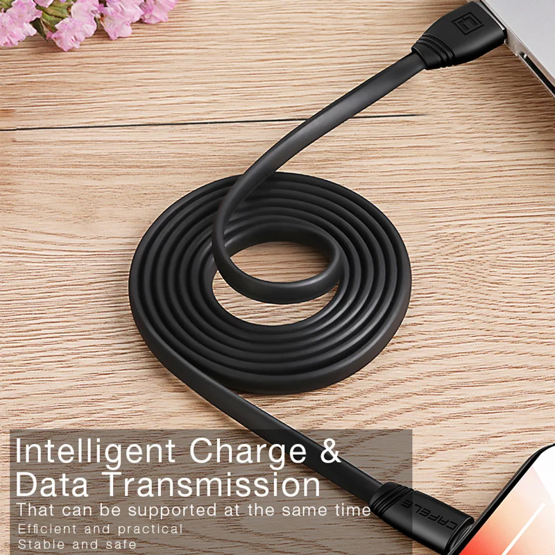 Cafele плоский кабель Usb для iphone X 8 7 6 Plus 5S SE ipad Usb кабель с разъемом usb-c для быстрой зарядки передачи и синхронизации данных кабель прочный безвредный для йоги TPE 5V 2.1A