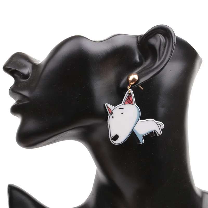 Bull Terrier собаки животные висячие серьги бульдог Хаски прекрасный вывеска собака серьги для женщин Девушка подарок собака ювелирные украшения для влюбленных