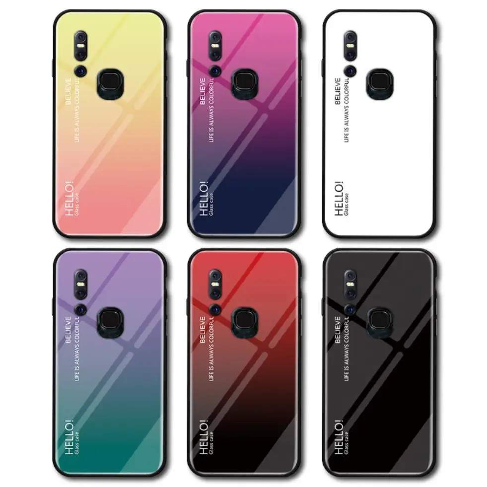 ДЛЯ vivo V15 /V15 Pro Чехол тонкий Marbel градиентный цвет Закаленное стекло силиконовый