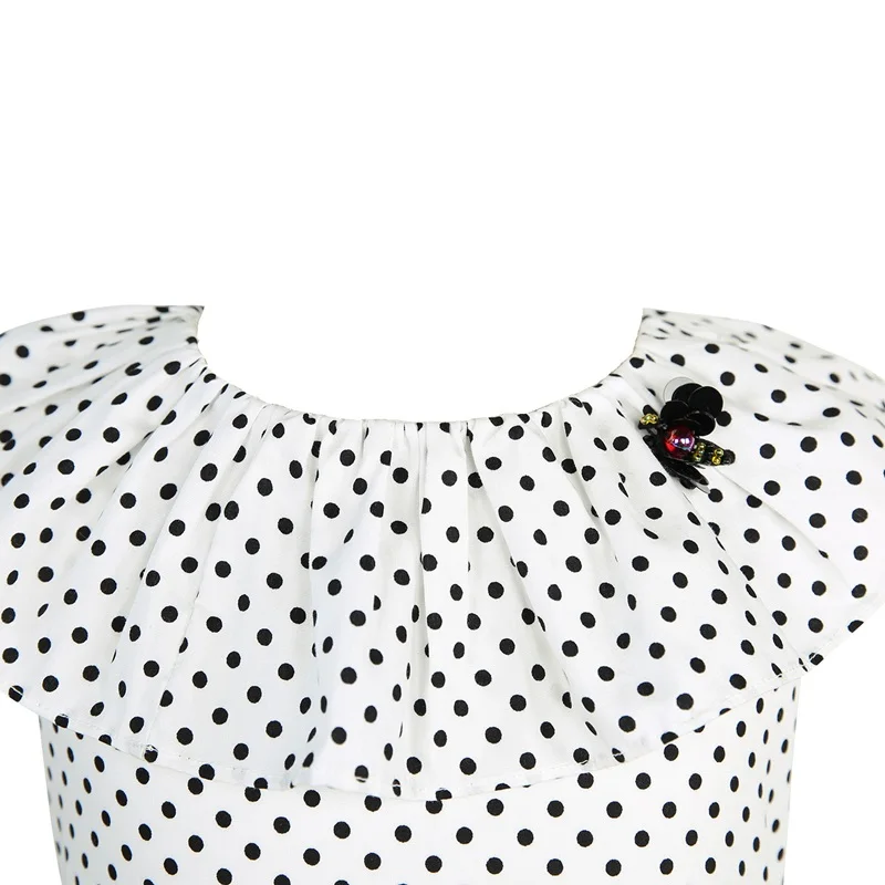 Летние платья для девочек 2019 Брендовое платье принцессы в горошек с принтом