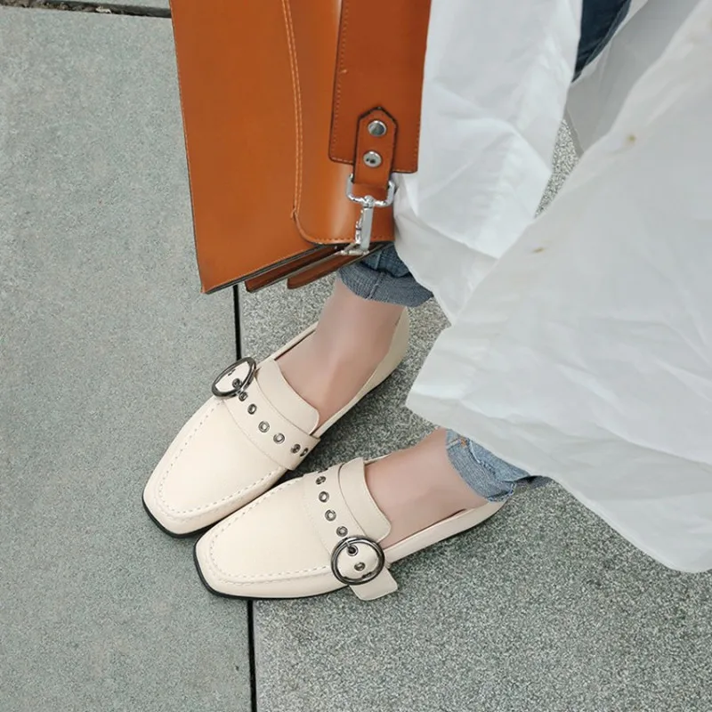 plus size 34-43 Soft Leather Oxford Shoes Flats Fashion Women Shoes Buckle Casual Moccasins Loafers Ladies Shoes zapatos mujer