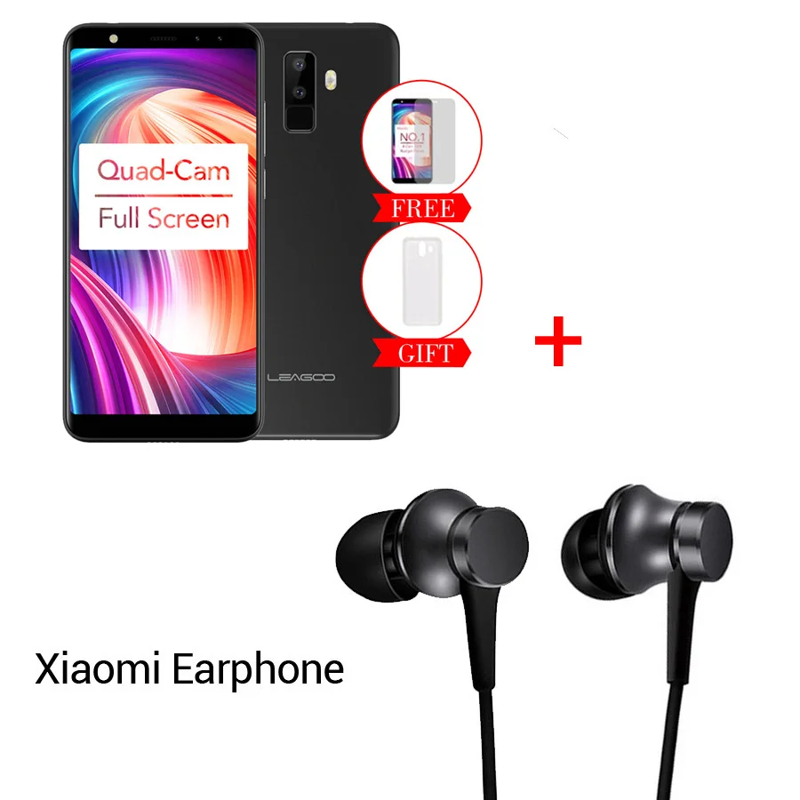 Blck N blck Earphone Leagoo M9 18:9 полный экран четыре камеры Android 7,0 MT6580A 5," четырехъядерный 2 Гб ОЗУ 16 Гб ПЗУ 8,0 МП отпечаток пальца 3g WCDMA мобильный телефон - Цвет: Blck N blck Earphone