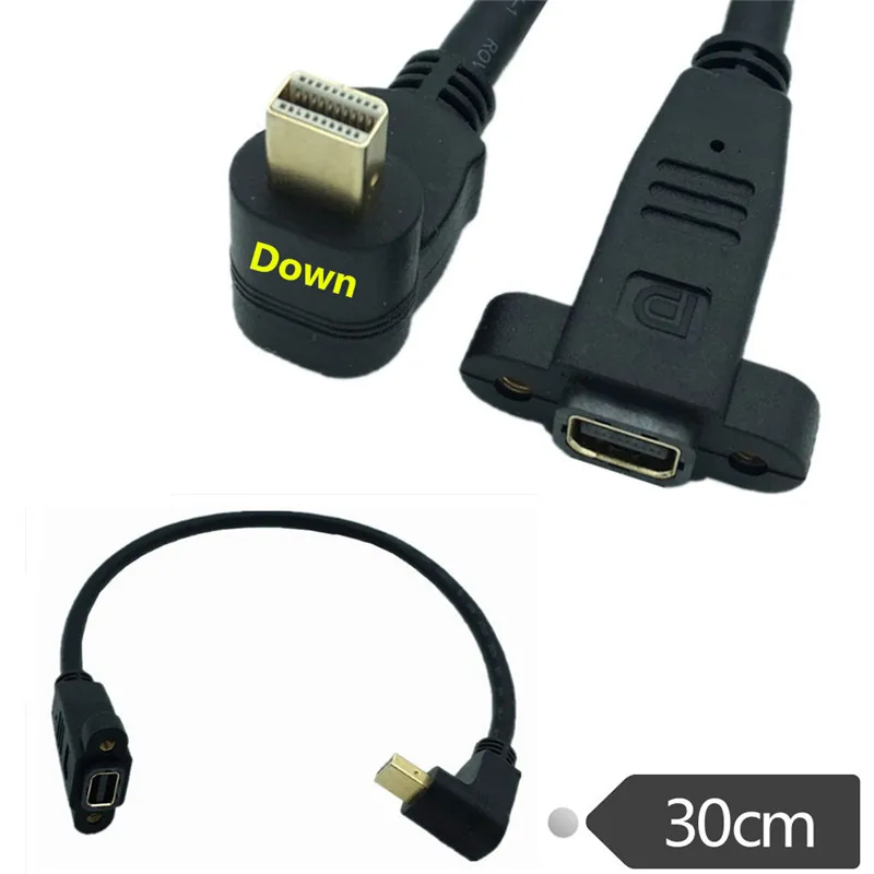 Правый левый вверх вниз 90 градусов угловой мини DP к Мини кабель DisplayPort удлинитель
