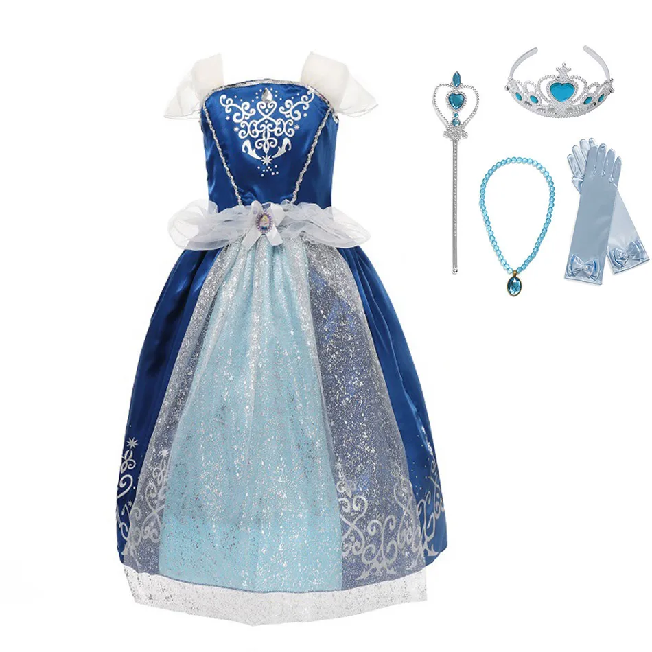 Cinderella SetB Костюм принцессы Рапунцель, Золушки, Спящей красавицы, Белль, для маленьких девочек, костюм с аксессуарами, Детский костюм Эльзы, Анны, жасмина - Цвет: Cinderella SetB