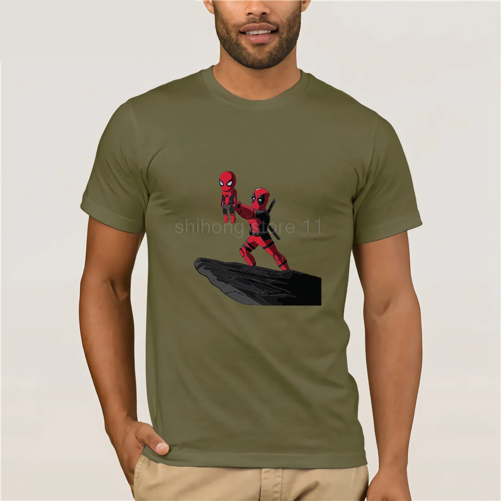 100% cotton cool funny deadpool printed men T shirt casual short sleeve o-neck for tops tees | Мужская одежда