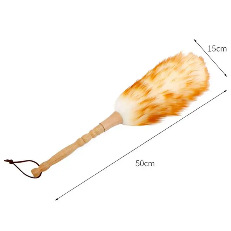 Из Мягкой Шерсти Duster верный Стиль полка гостиная Настольный пылесос 20-дюймовый бытовая из овечьей шерсти шерстяная тряпка для вытирания пыли с деревянной ручкой милые происхождение