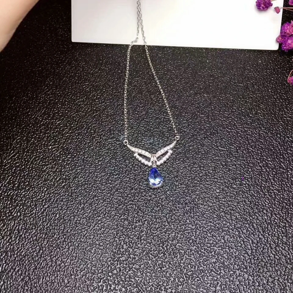[MeiBaPJ] ожерелье с подвеской из натурального танзанита сертификатом чистого