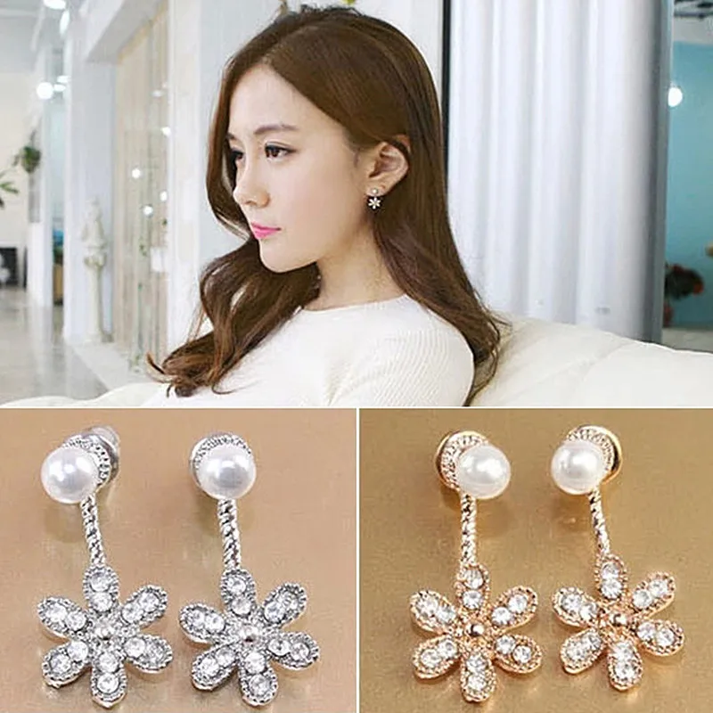Женские серьги гвоздики с искусственным жемчугом 5 цветов|flower stud earrings|stud earringsstud