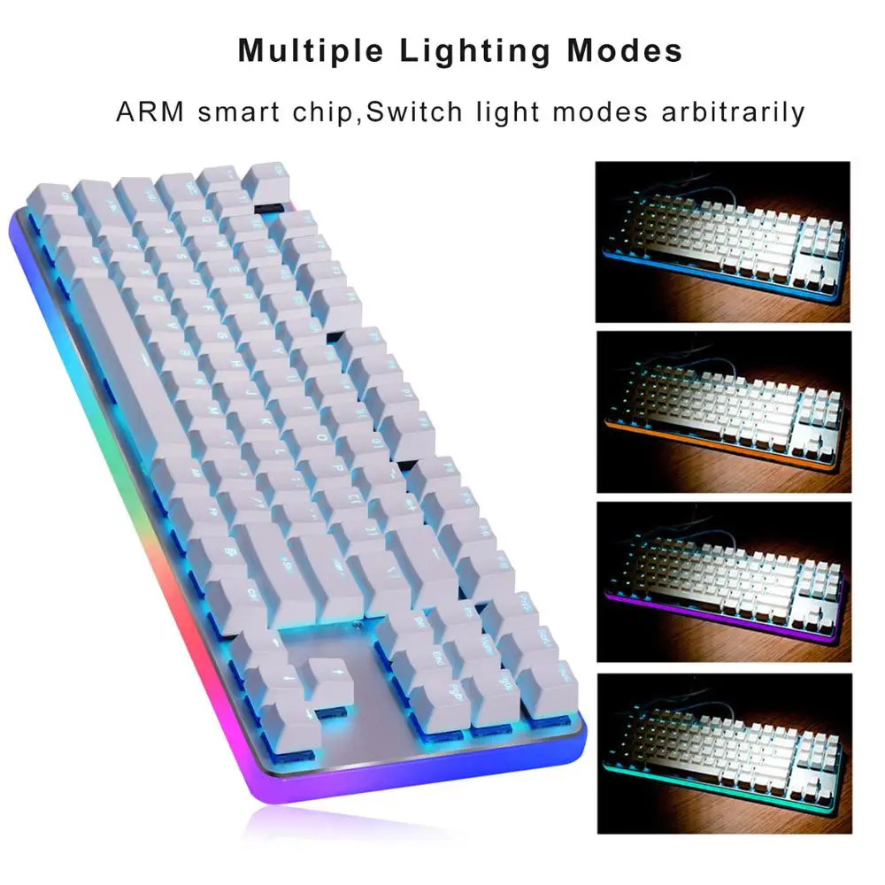 GANSS Rainbow RGB Backlit Wired Mechanical Gaming Keyboard,Ganss GK87 PRO [Cherry MX-RED Switch]