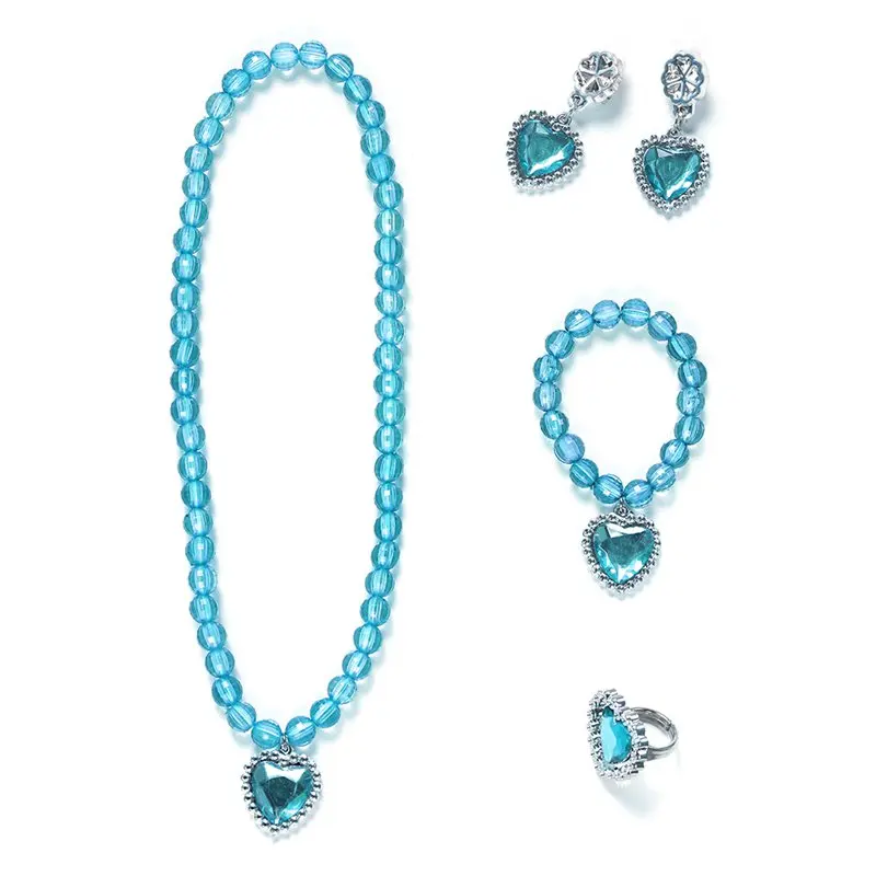 Blue Jewelry Set Детский костюм принцессы Белоснежки с накидкой и повязкой на голову; маскарадный костюм Mardi Gras; праздничное платье для девочек; одежда для карнавала и Хэллоуина - Цвет: Blue Jewelry Set