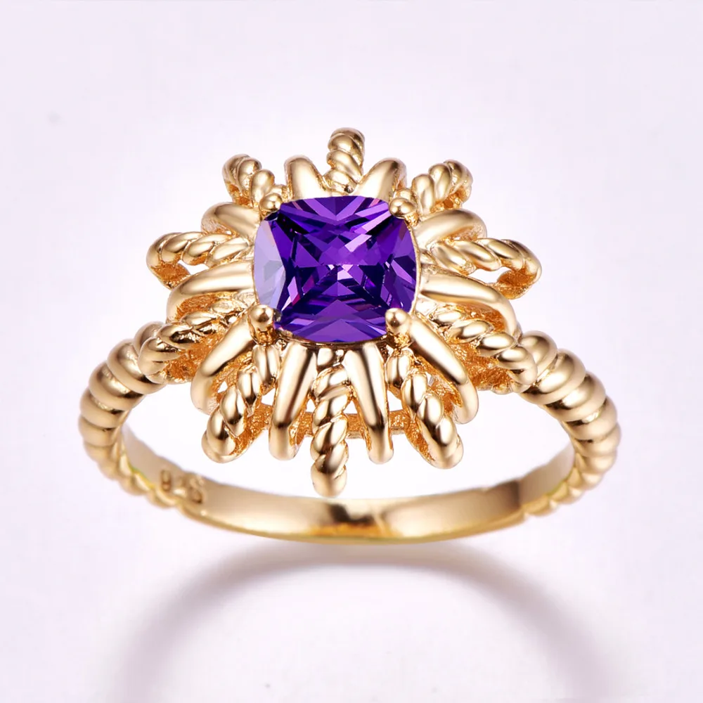 lingmei New Arrival Square Cut Multi &amp Purple Cubic Zirconia GoldRing Size 6-9 Party Popular Women Jewelry | Украшения и