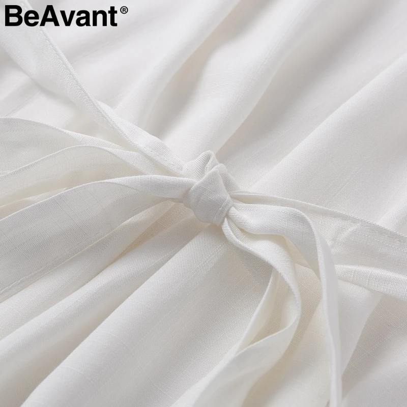 BeAvant богемное хлопковое белое платье женское 2019 v образный вырез зашнуровать