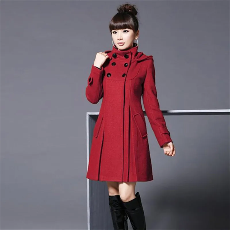 OCQBI Hooded Woolen Women Coat Plus Size Fashion Designer Clothing Korean Style Bodycon Ladies | Женская одежда