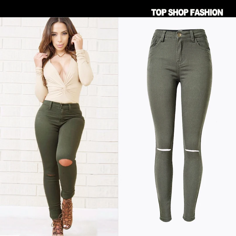 Liva Girl Fashion Women Jeans pants Popular mendicant to break the high waist elastic jeans of cultivate one's morality |