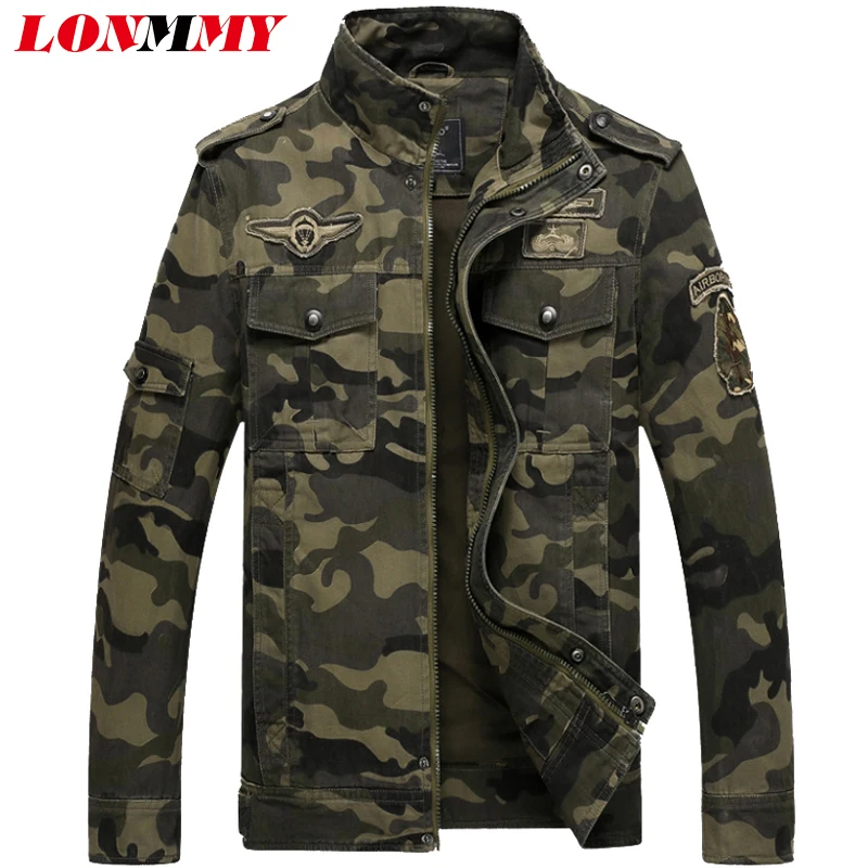 Мужская куртка бомбер LONMMY хлопковая в стиле милитари на зиму 2019|bomber jacket men|army menarmy |