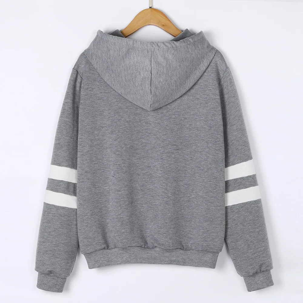 Stylish Bar Women Hoodies Sweatshirt Casual Planet Print Striped Long Sleeve Hoody Shirt Women's Blouse Jumper Tops For Female