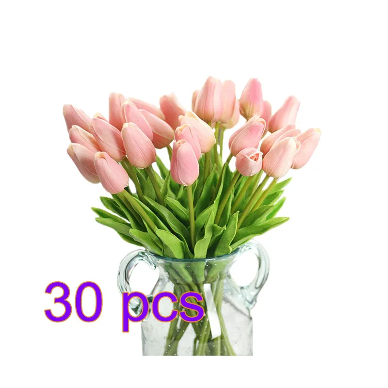 

30pcs PU Fake Artificial Tulips Flores Artificiales Bouquets Party Real-touch Artificial Flowers For Home Wedding Decoration