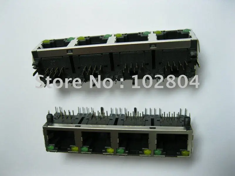 4 порта RJ45 Модульная сеть PCB Jack 56 8P LAN разъем экранированный со светодиодной лампой